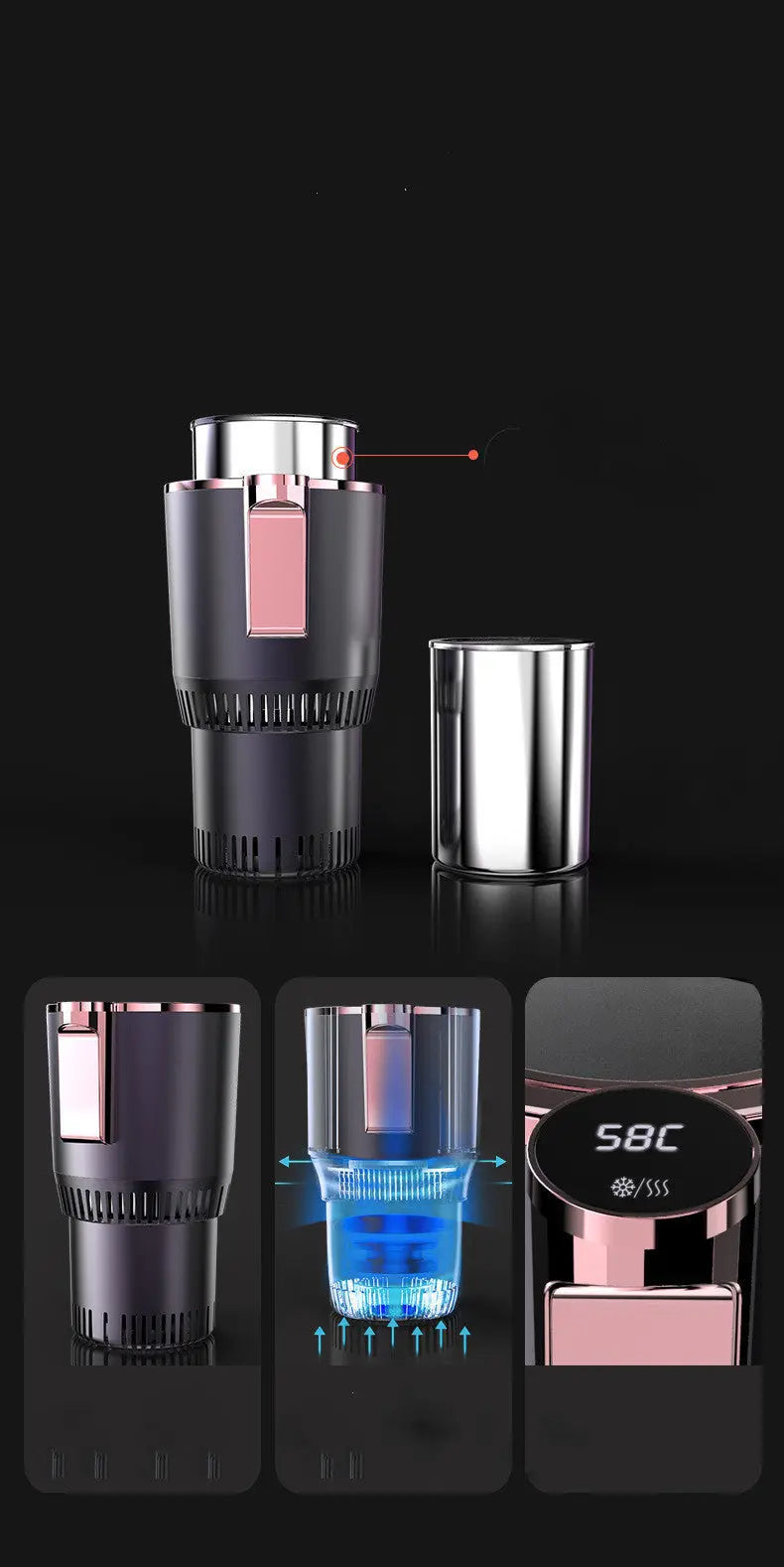 Car Cup Warmer Cooler 2 in 1 with Smart Digital Display Trendslana