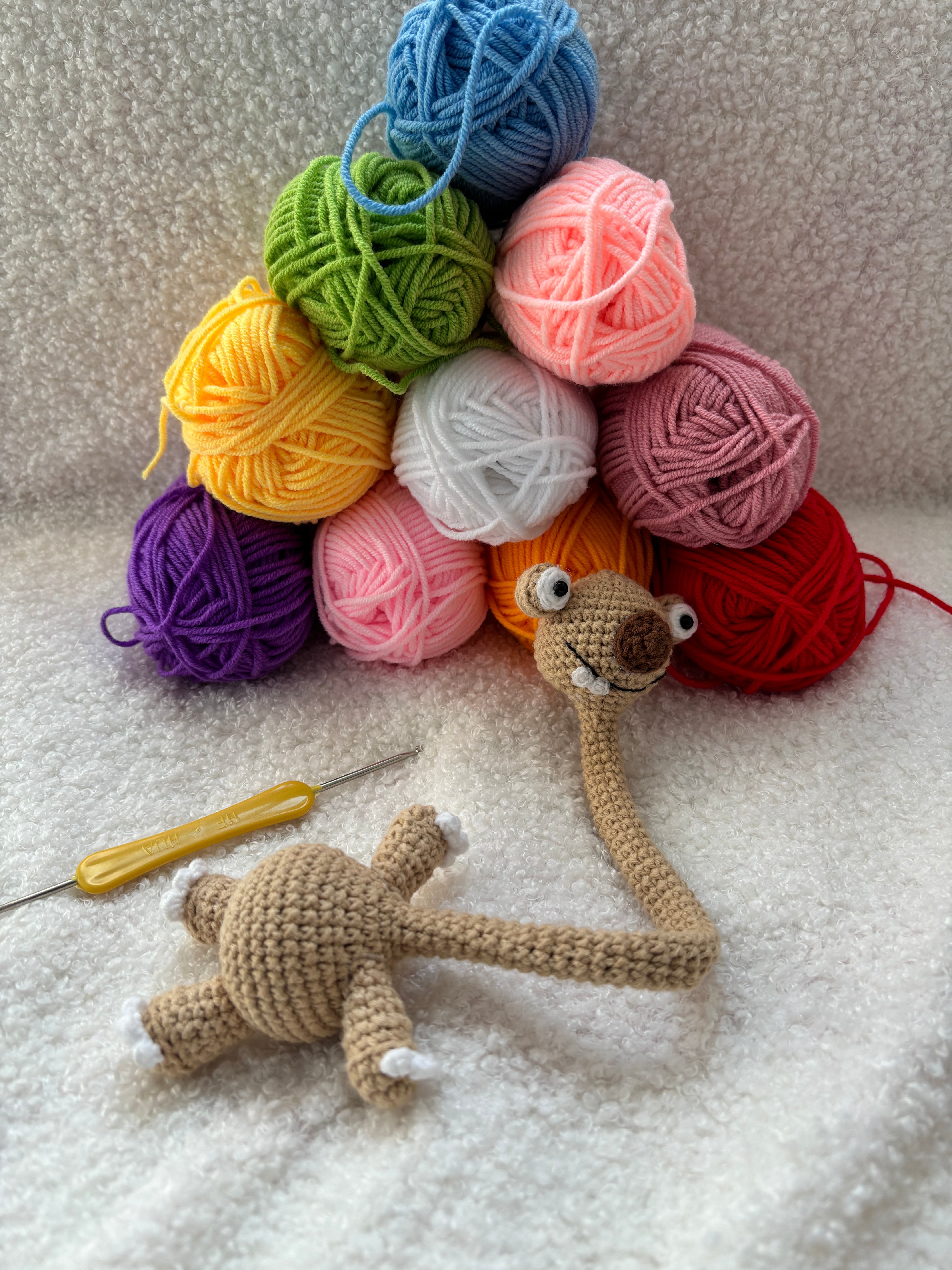 Funny Long Neck Sloth Crochet Plush
