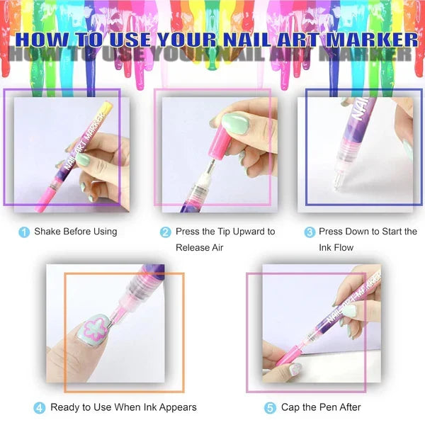 12 Colors 3D Nail Art Pens