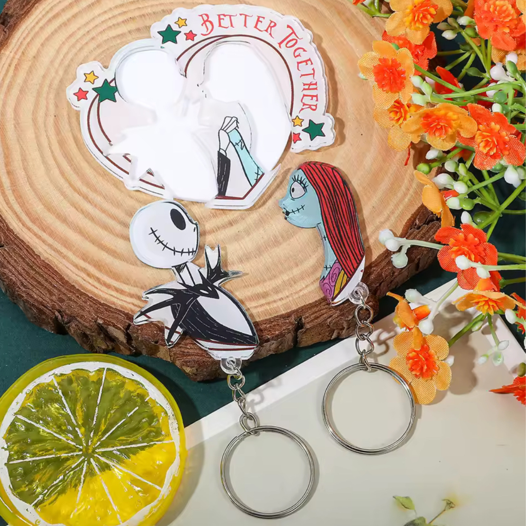 Jack and Sally love keychain