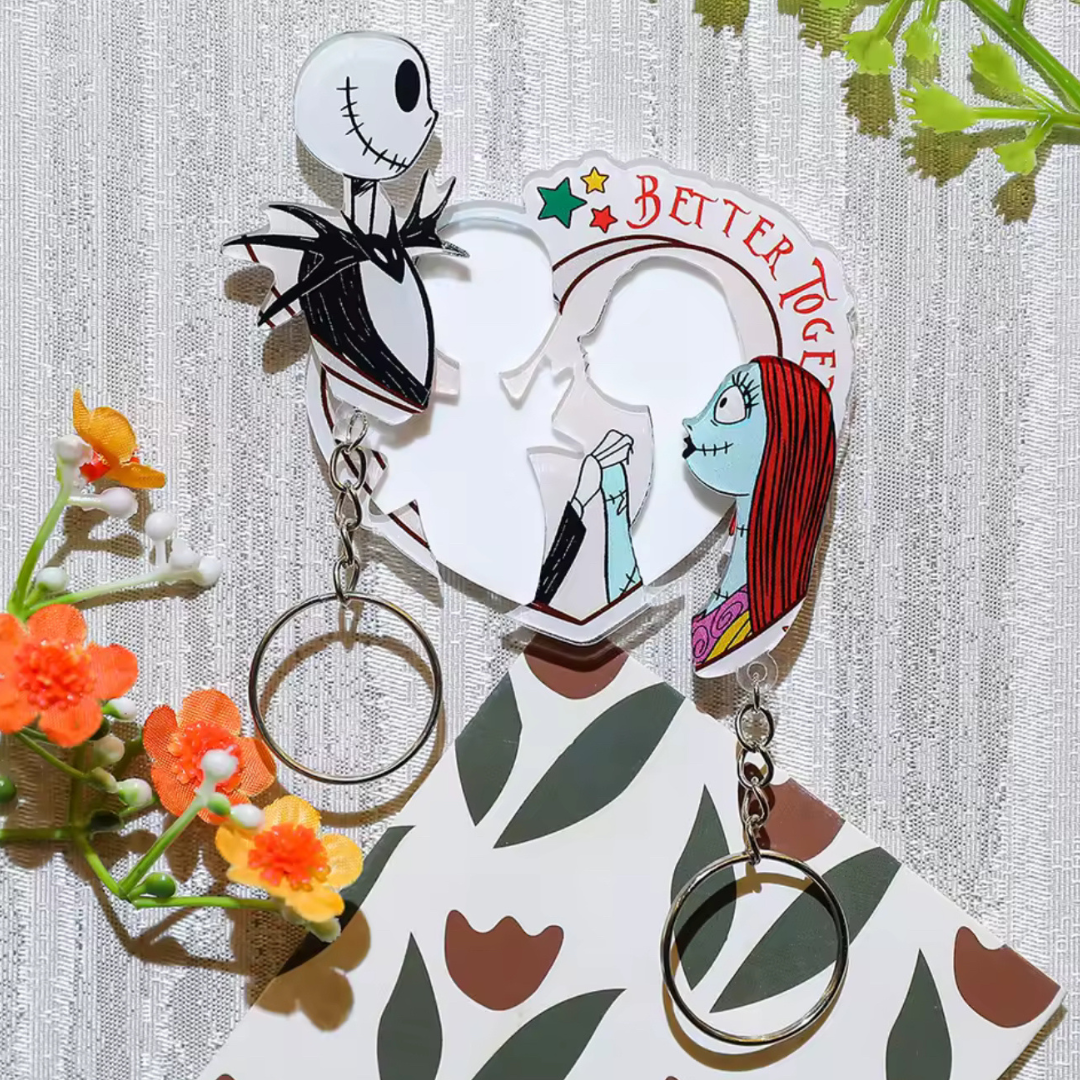 Jack and Sally love keychain