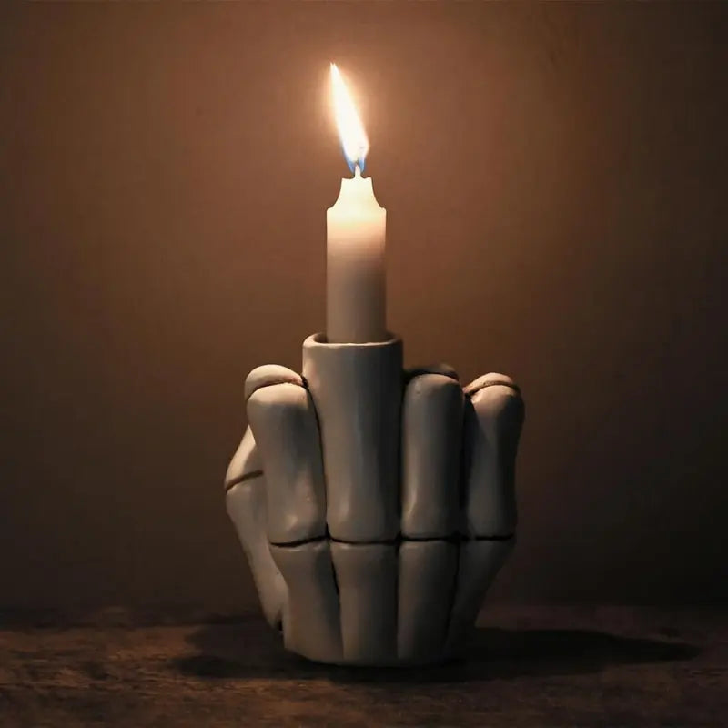 Skeleton Middle Finger Candle Holder Trendslana