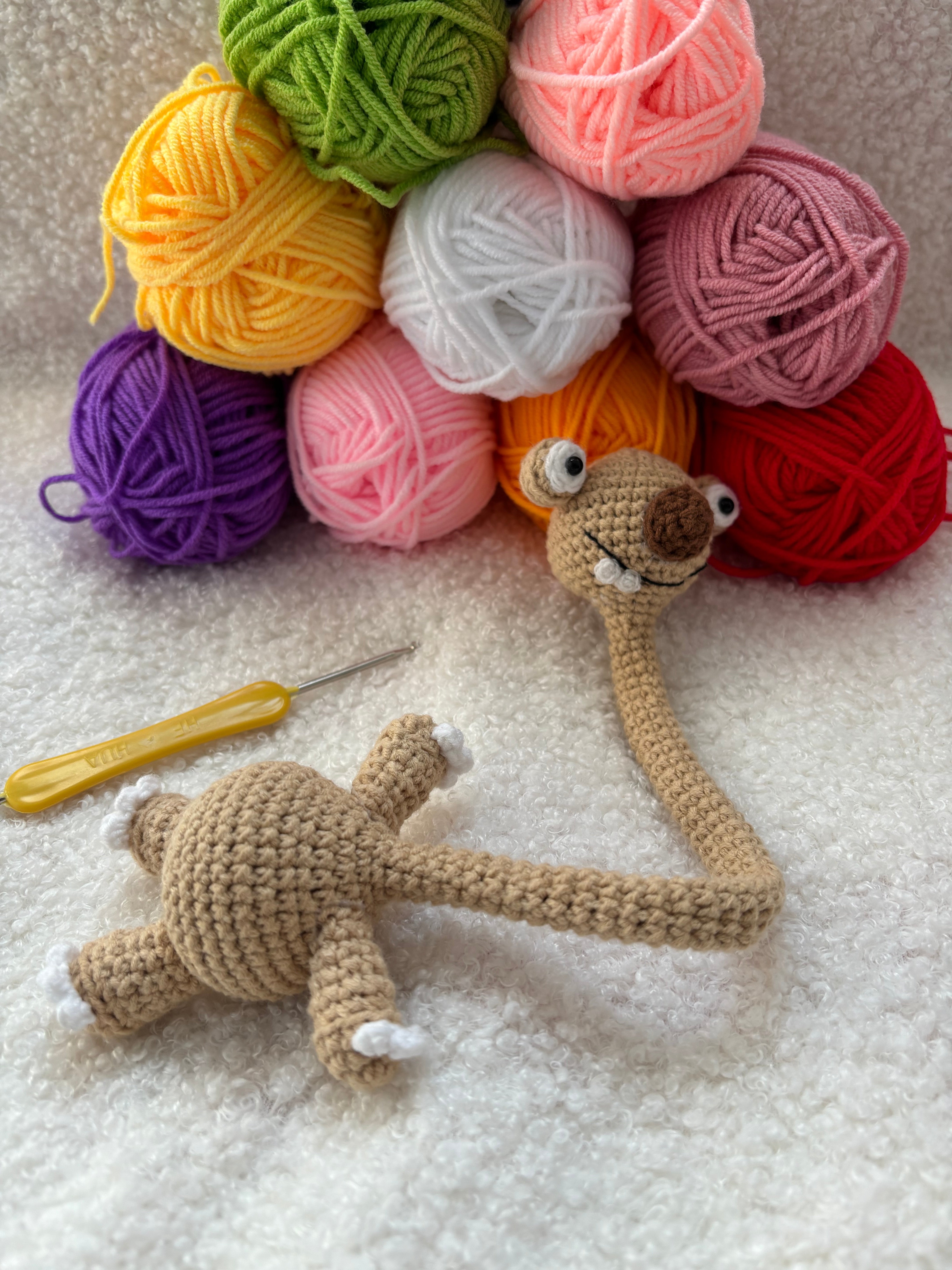 Funny Long Neck Sloth Crochet Plush