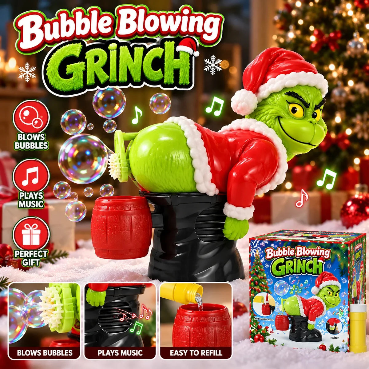 Funny Bubble Blowing Grinch