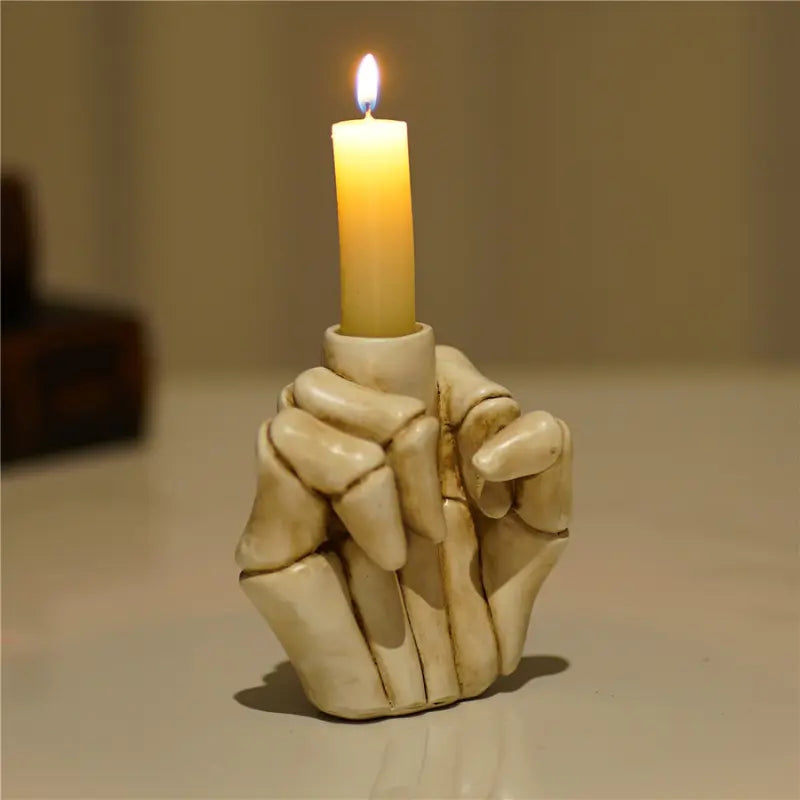 Skeleton Middle Finger Candle Holder Trendslana
