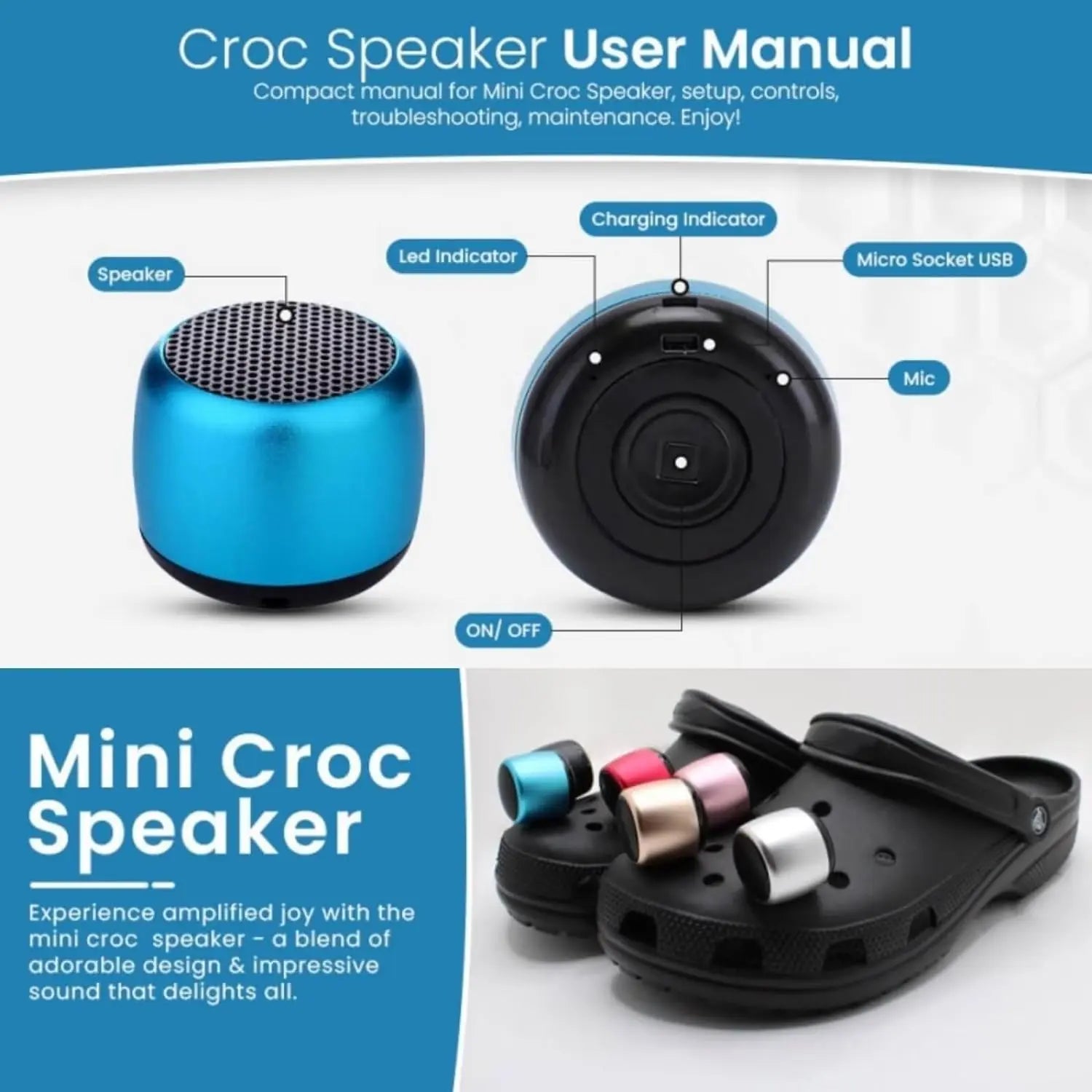 Mini Speaker Croc Charm Trendzoid