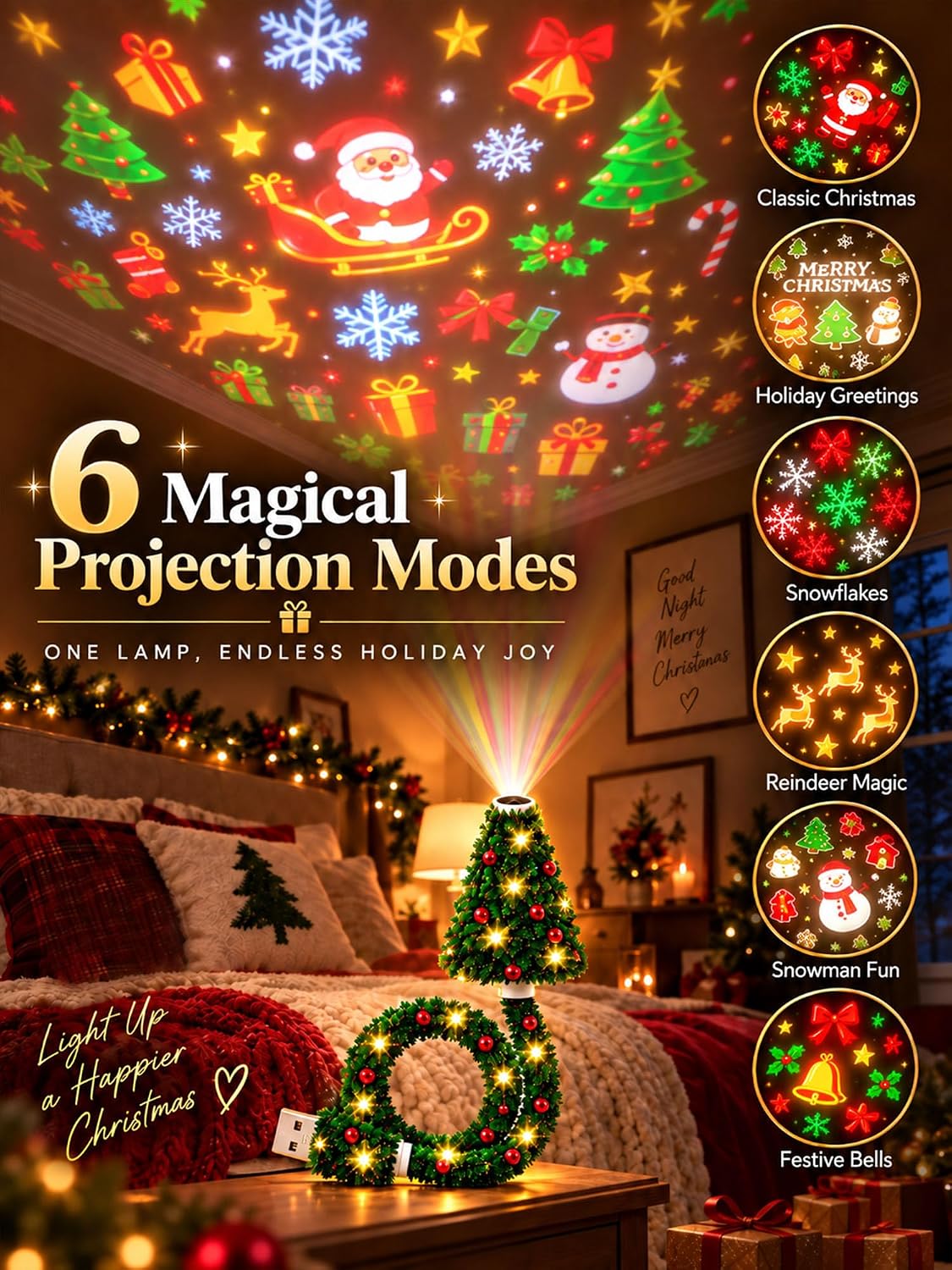 Plug-in Christmas tree projection night light