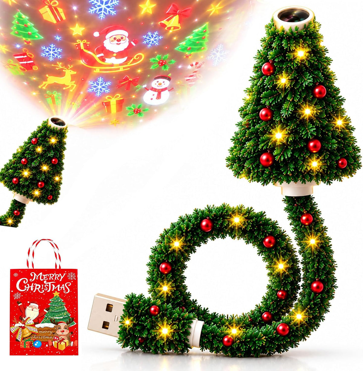 Plug-in Christmas tree projection night light
