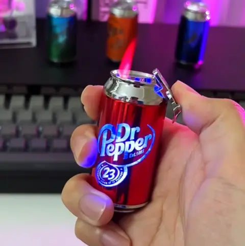 Can creative windproof refillable lighter with pink flame Trendslana