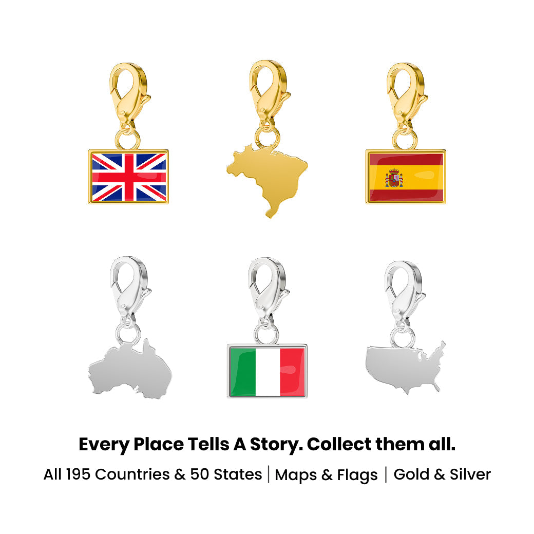 FLAG & MAP CHARMS SET