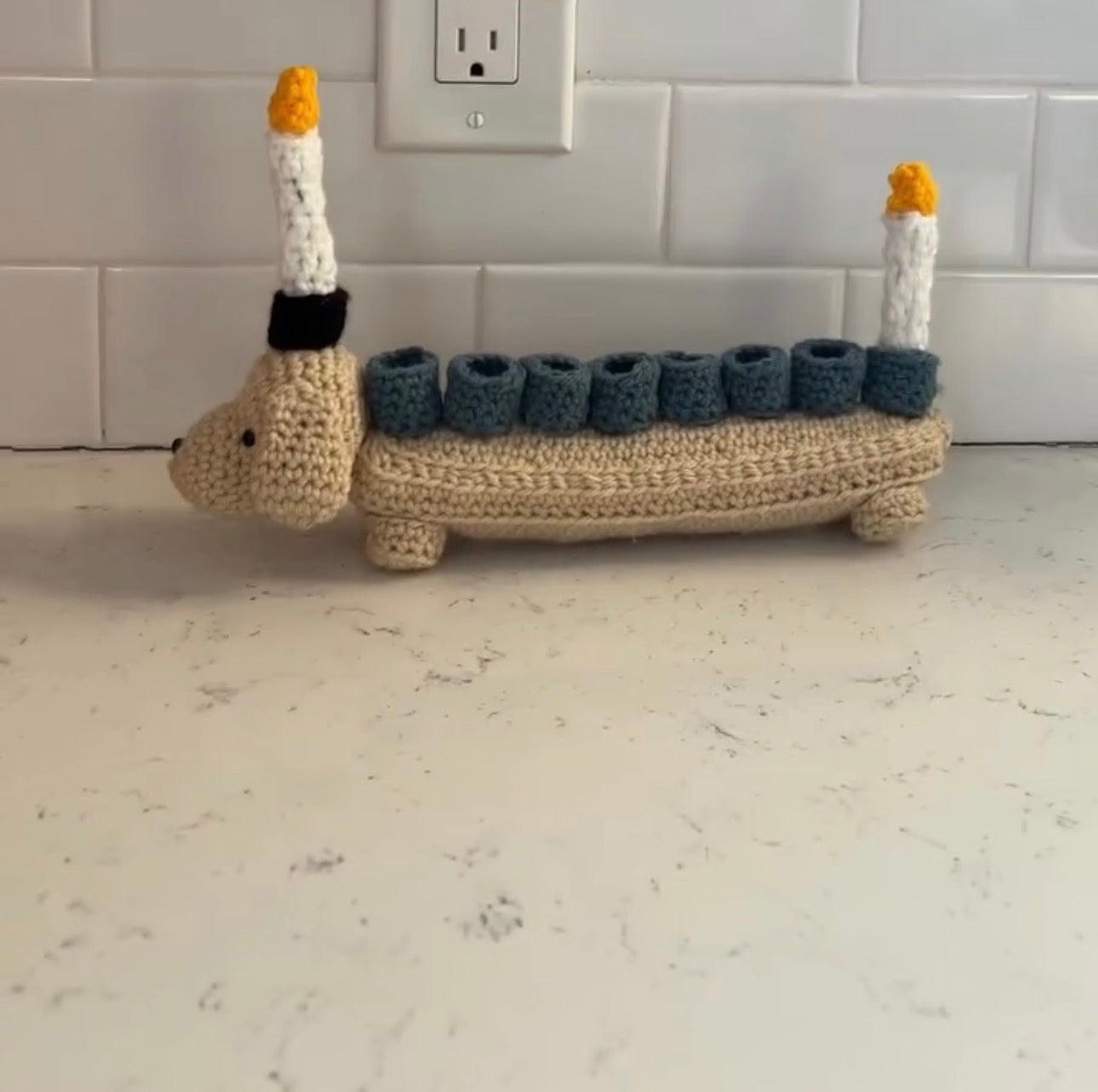 Crochet Dog Menorah Hanukkah