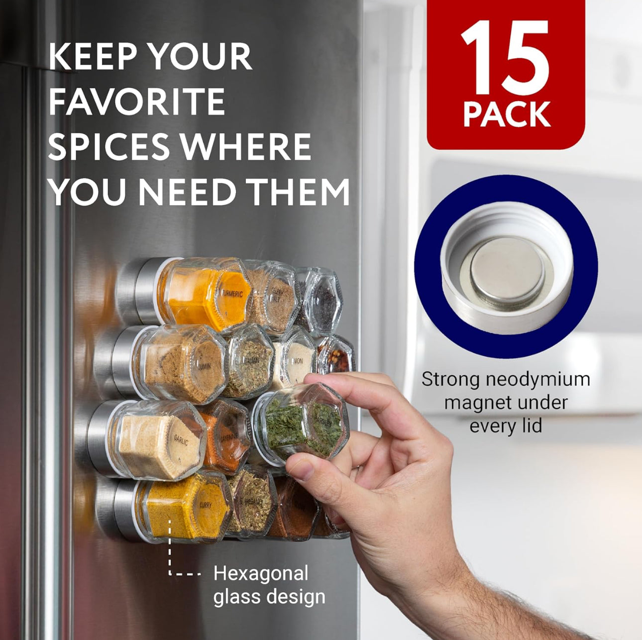 Hexagonal Magnetic Spice Jars