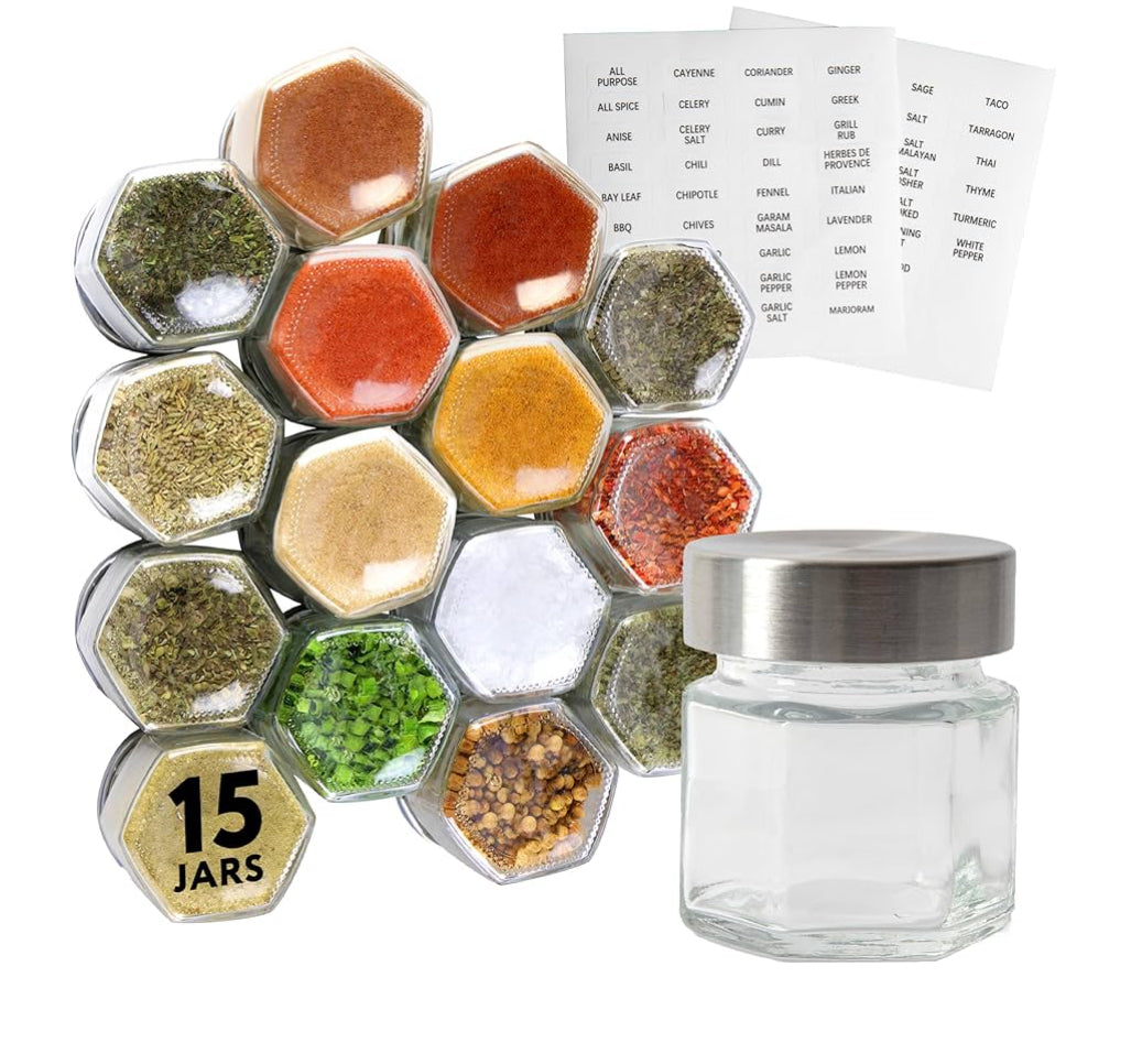 Hexagonal Magnetic Spice Jars
