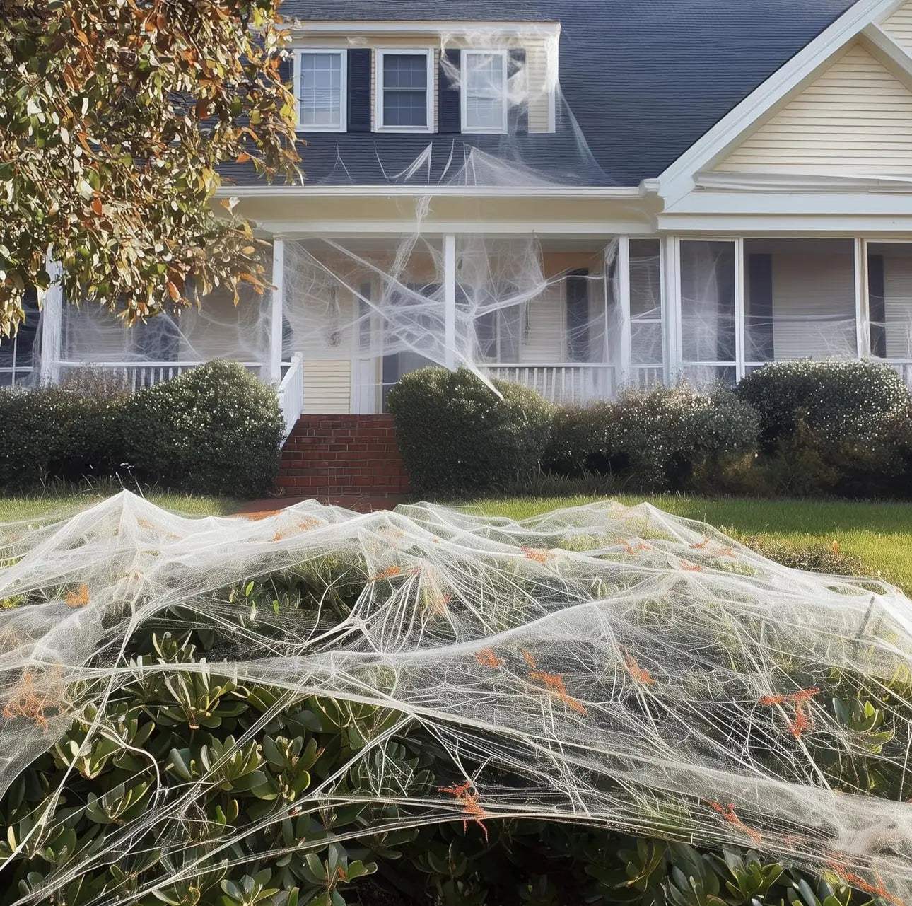 Spider Webs Halloween Decorations with 10 Fake Spiders Trendslana