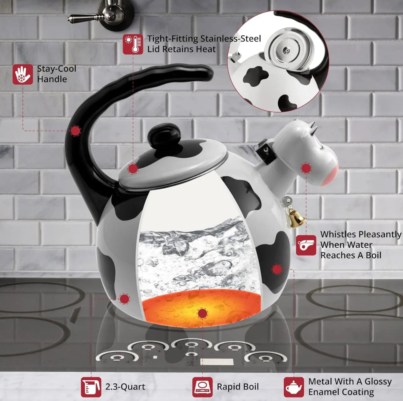 Cow Design Teapot Water Kettle Trendslana