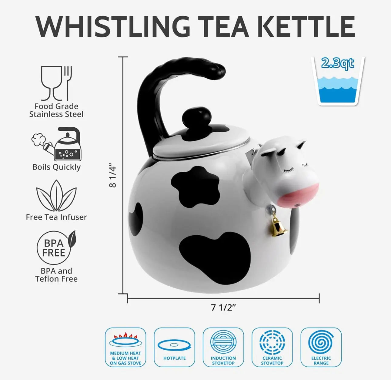 Cow Design Teapot Water Kettle Trendslana