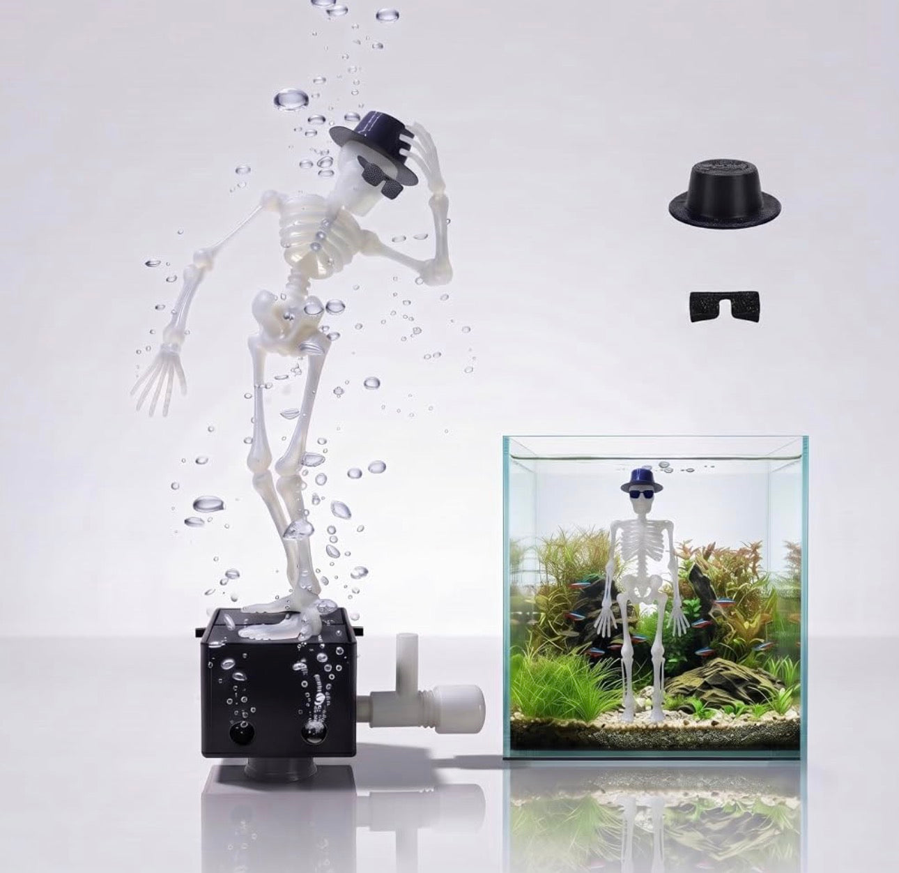Dancing Skeleton Aquarium Bubbler with Hat