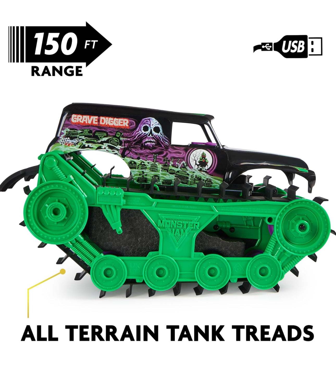 Monster Jam Grave Digger Trax Remote Control Vehicle