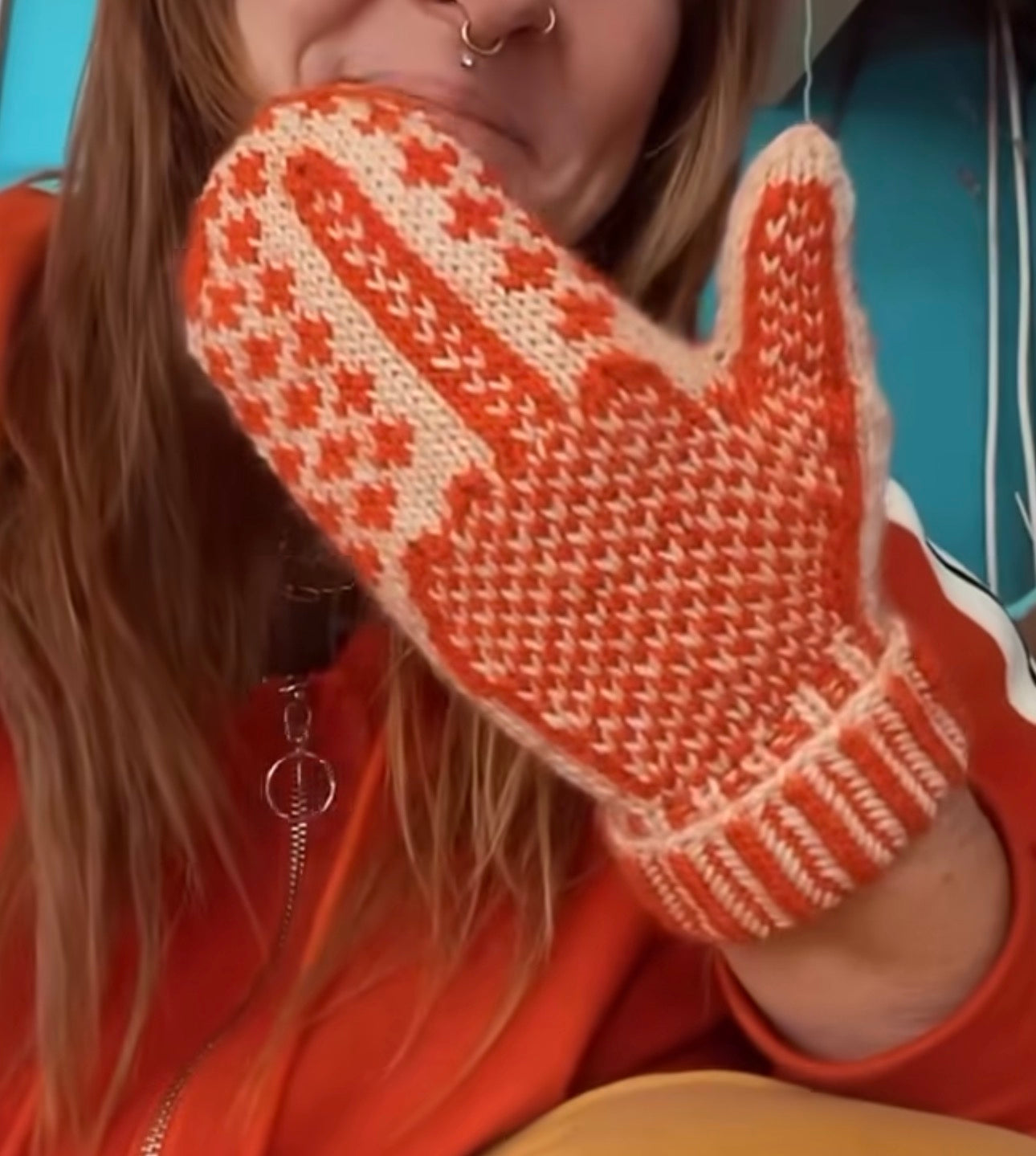 Middle Finger Hand Knitted Mittens