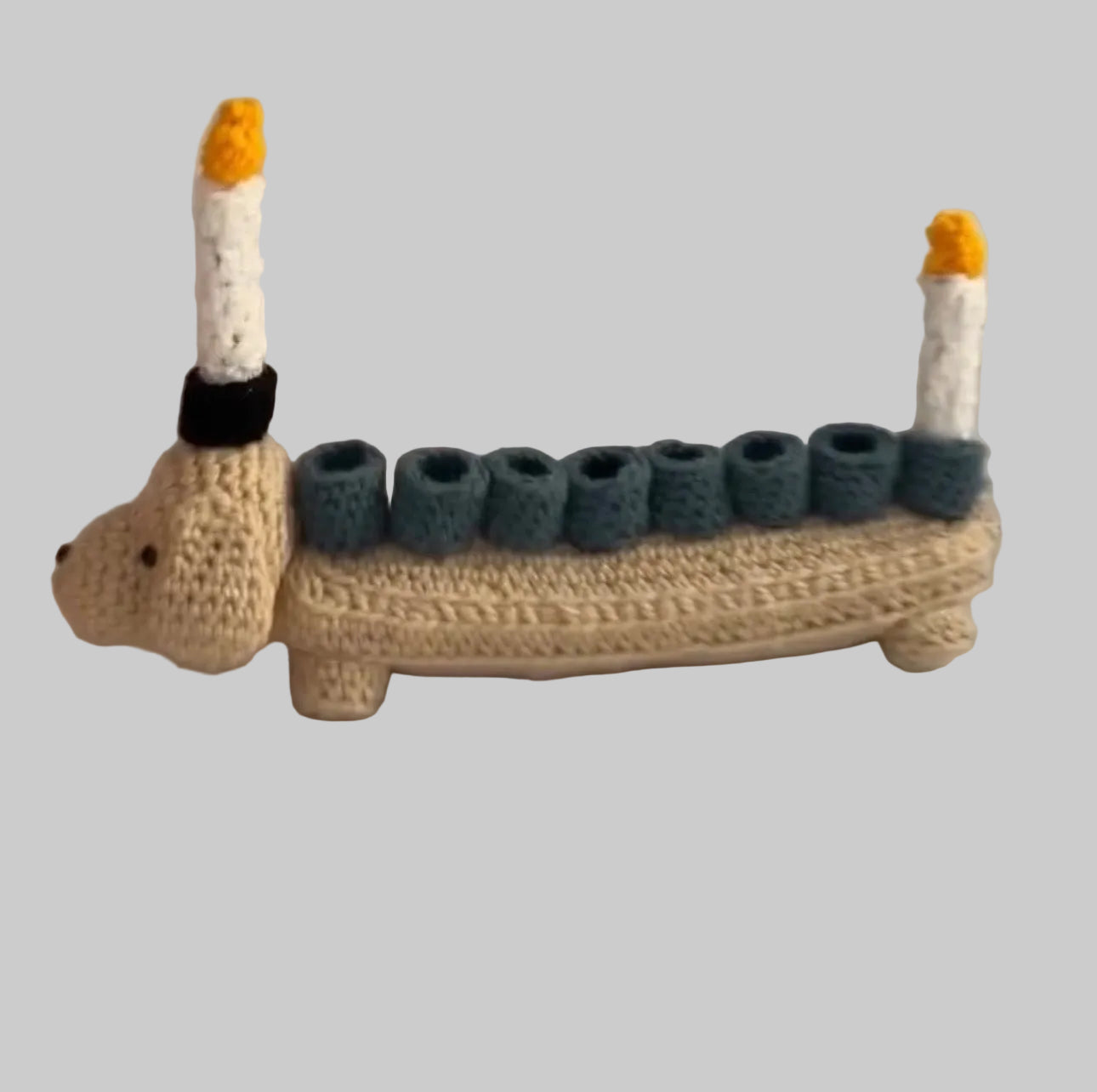 Crochet Dog Menorah Hanukkah
