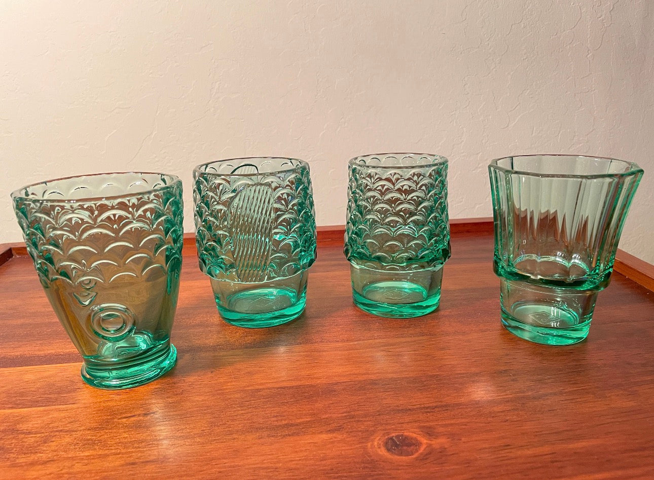 MINT GREEN FISH STACKING GLASSES