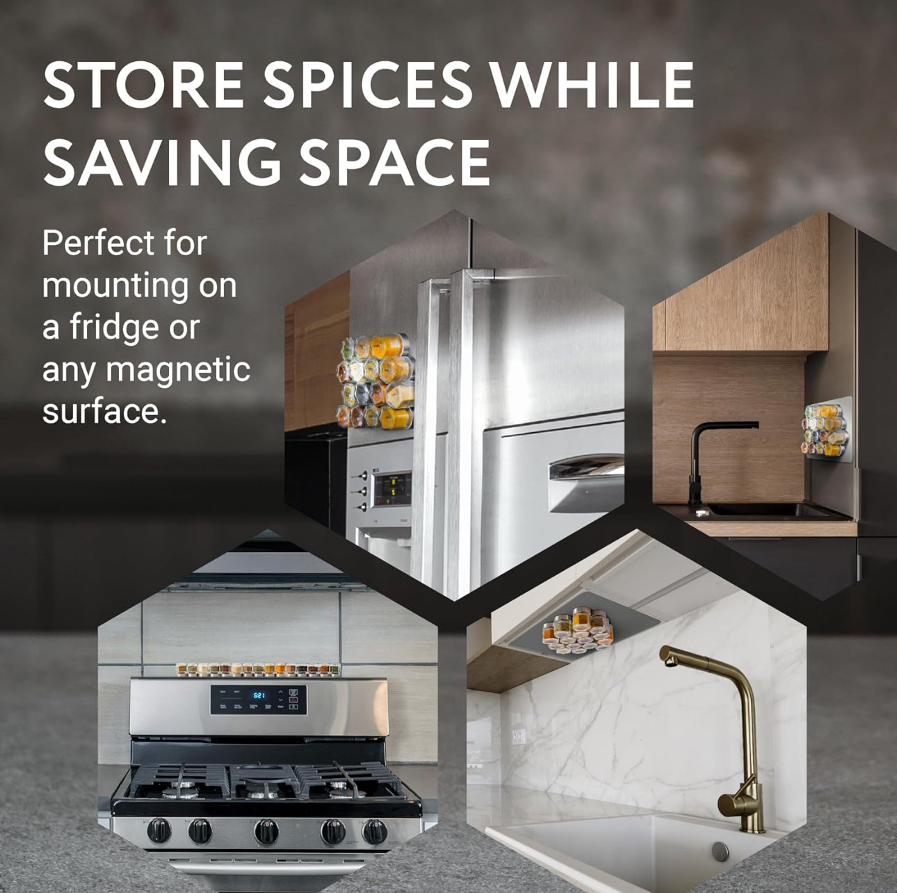 Hexagonal Magnetic Spice Jars