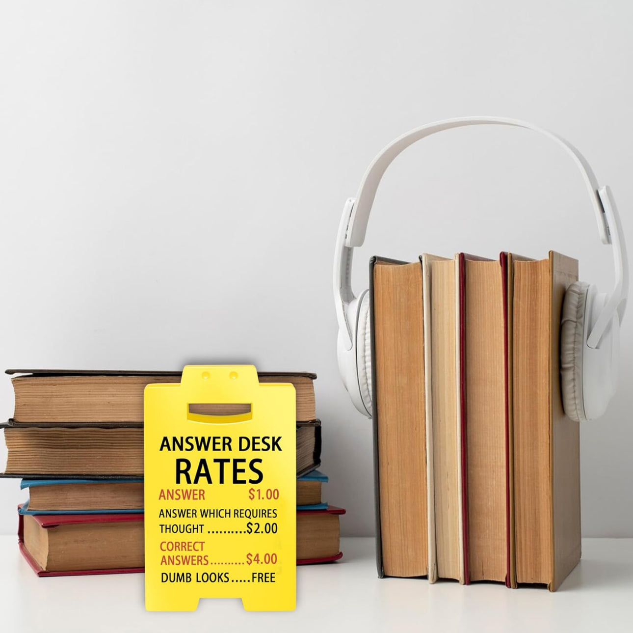 ANSWER DESK RATES FUNNY DESK SIGN