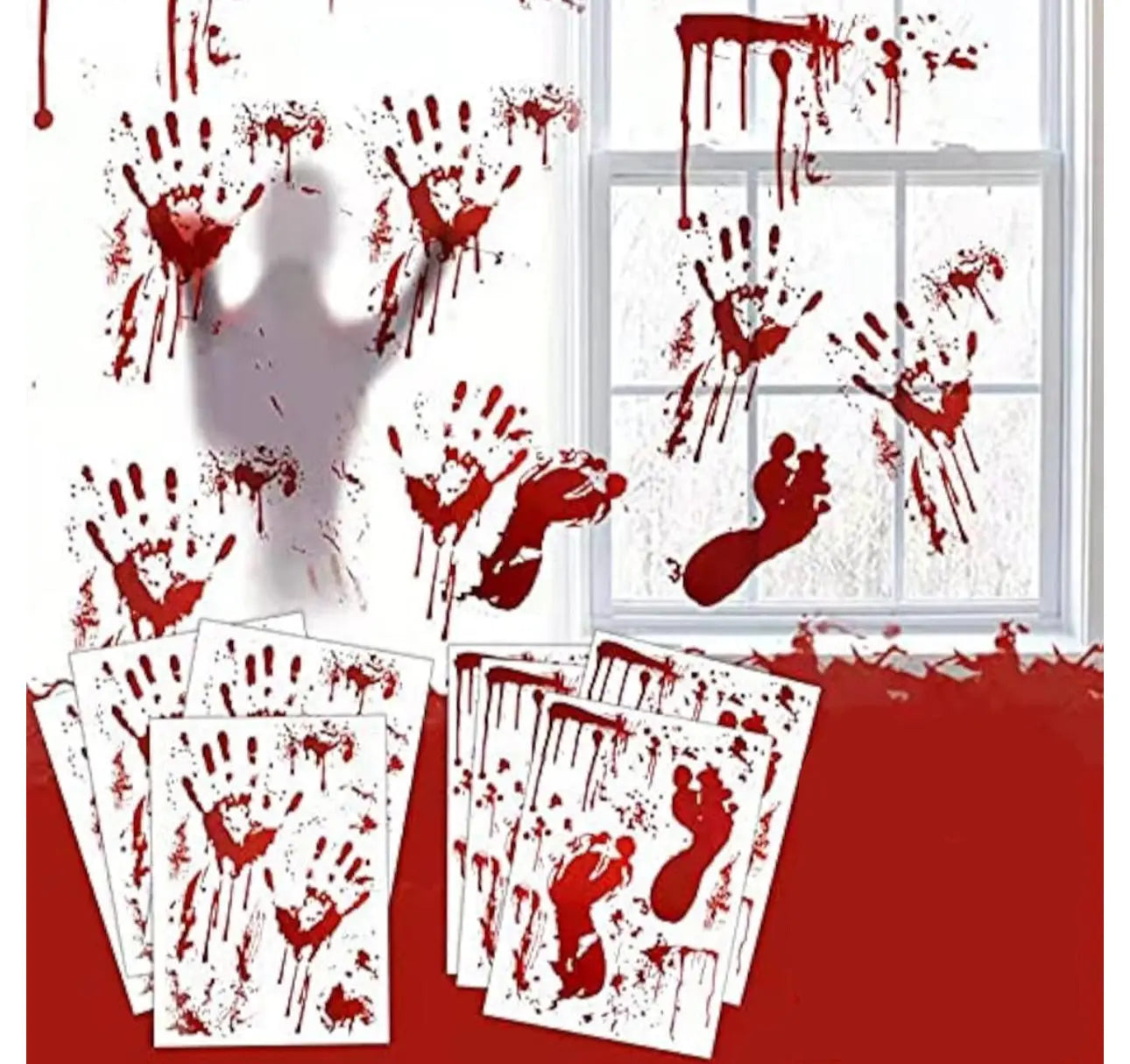 Terror Bloody Handprint & Footprint Window Stickers Trendslana