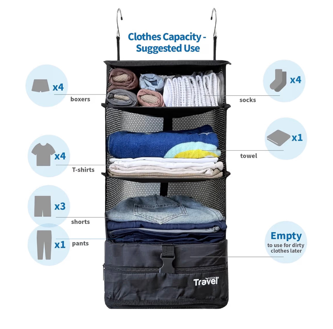 PORTABLE HANGING TRAVEL SHELVES
