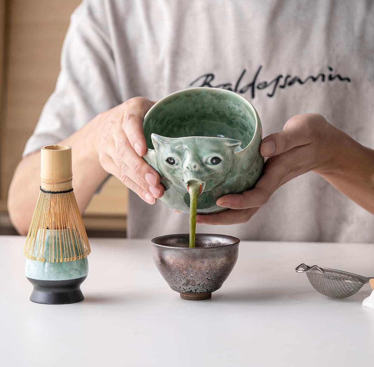 3D Funny Puking Cat Matcha Bowl