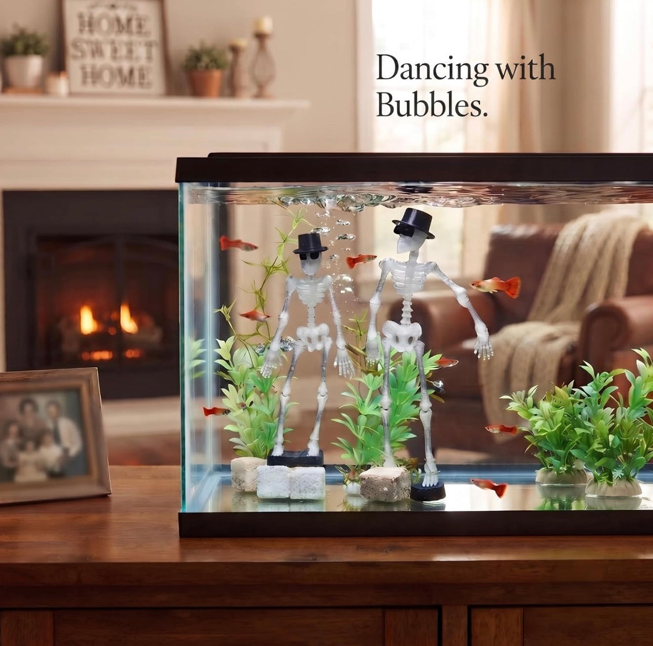Dancing Skeleton Aquarium Bubbler with Hat