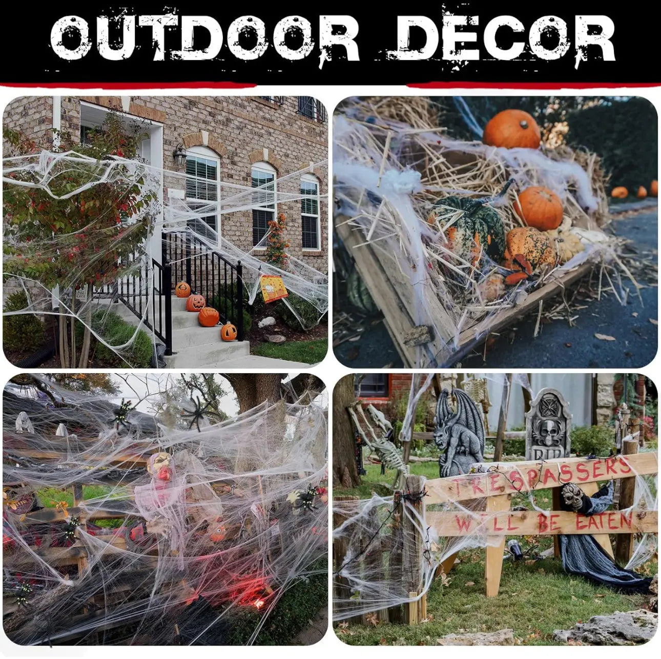 Spider Webs Halloween Decorations with 10 Fake Spiders Trendslana