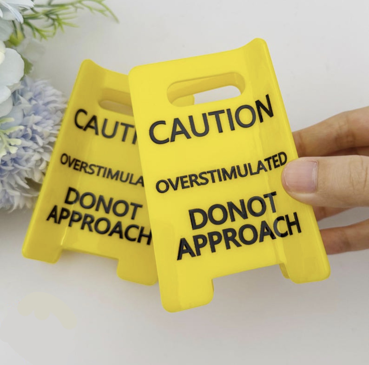 Caution Overstimulated Yellow Sign Hair Claw Clip