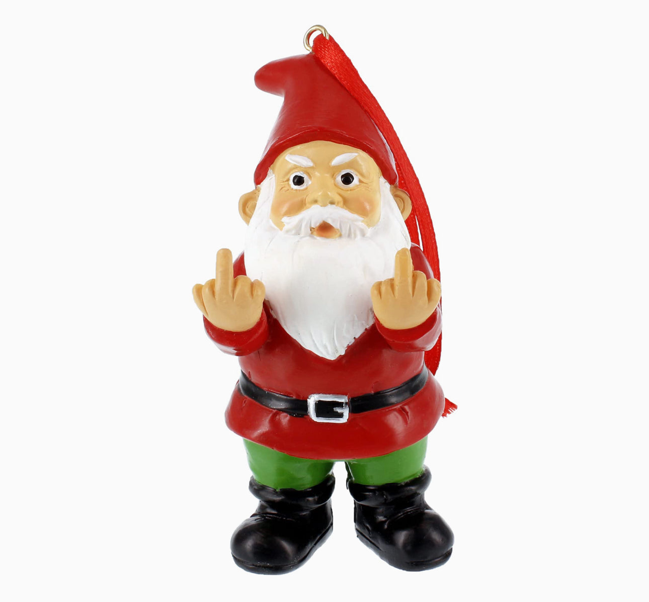 Flipping Off Gnome Christmas Ornament