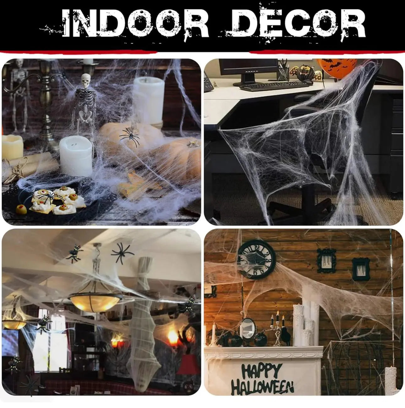 Spider Webs Halloween Decorations with 10 Fake Spiders Trendslana