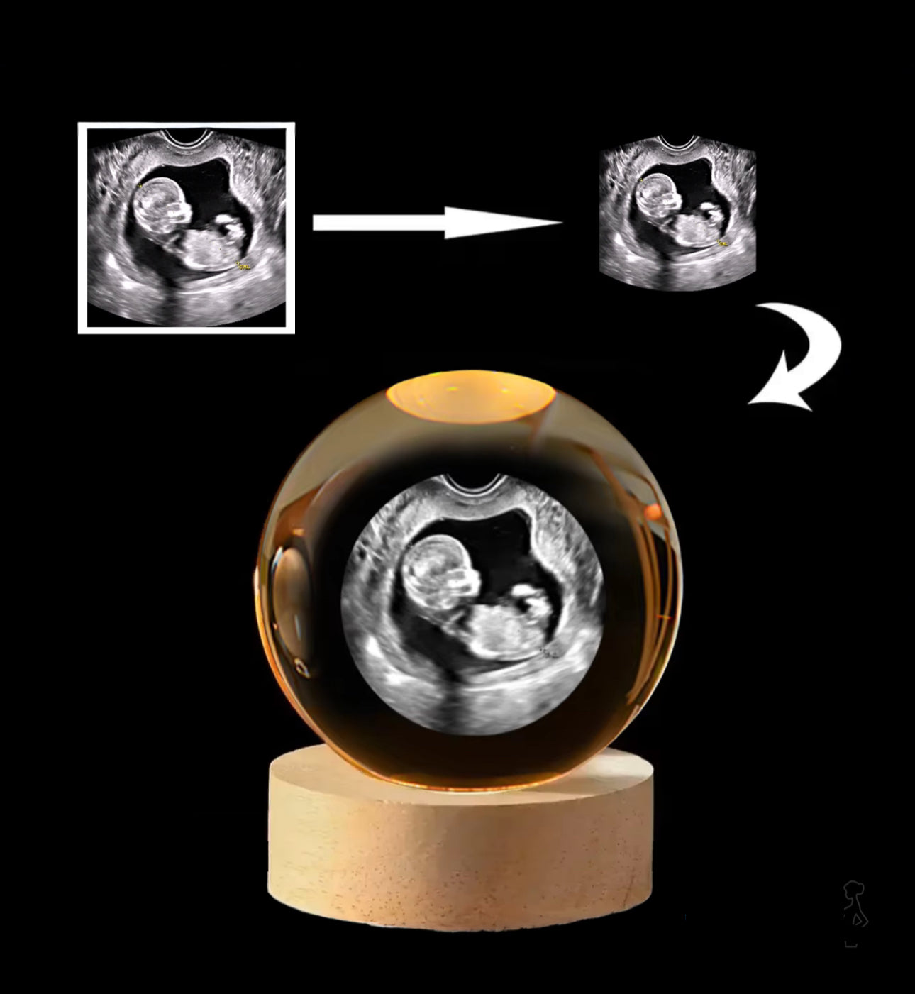 Customized B-Ultrasound Photo 3d Crystal Ball