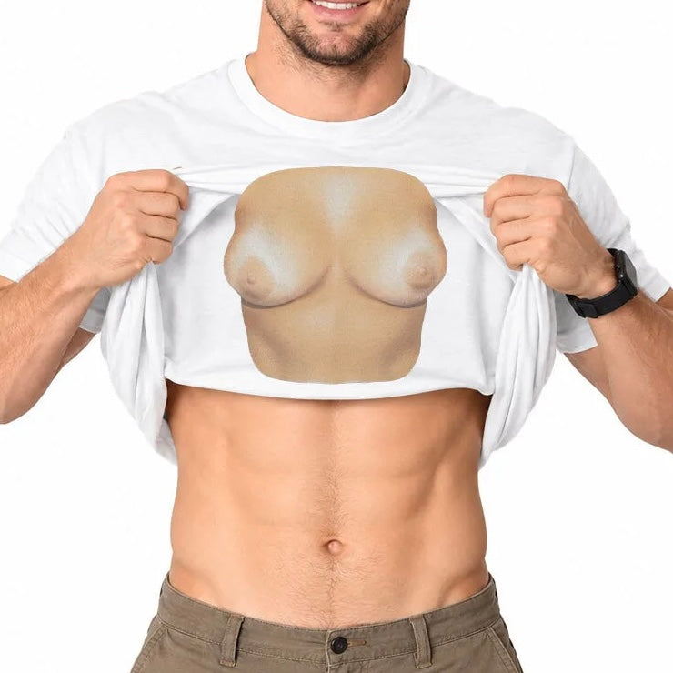 This Pair Beats Three of A Kind Funny Poker Fake Boobs Flip Shirt