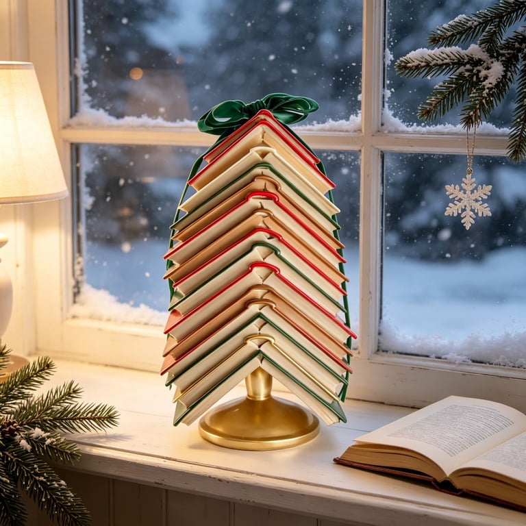Stacked Book Christmas Tree
