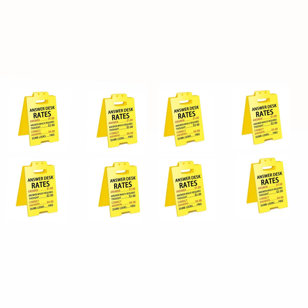 ANSWER DESK RATES FUNNY DESK SIGN