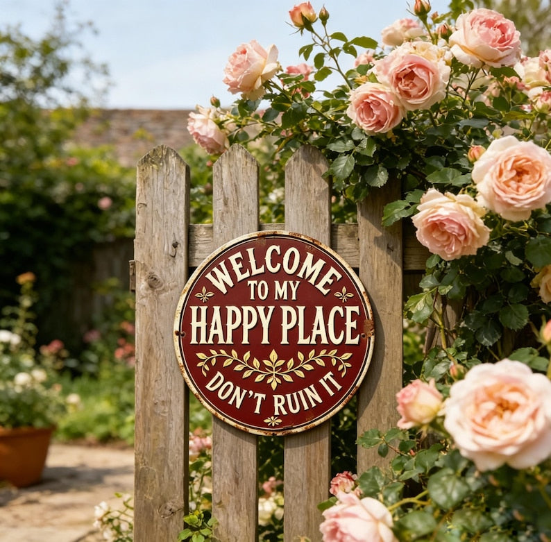 WELCOME TO MY HAPPY PLACE METAL SIGN