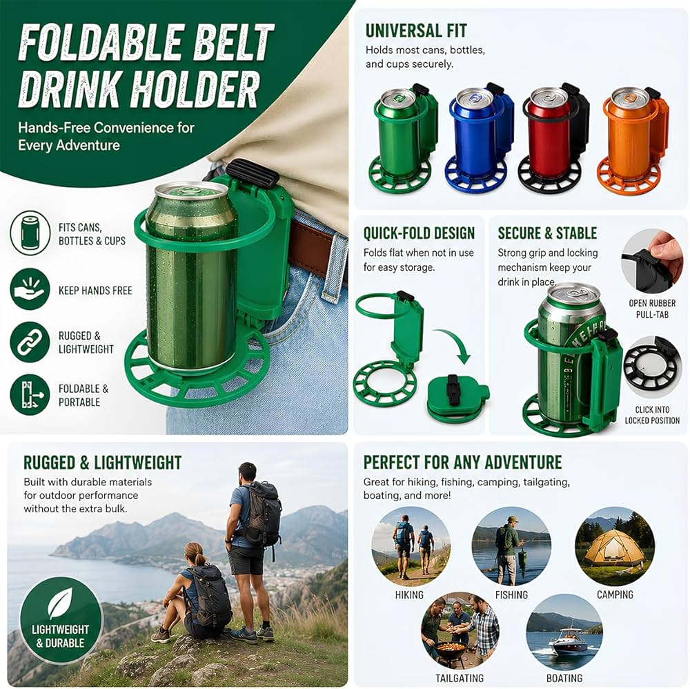 FOLDABLE BELT DRINK HOLDER