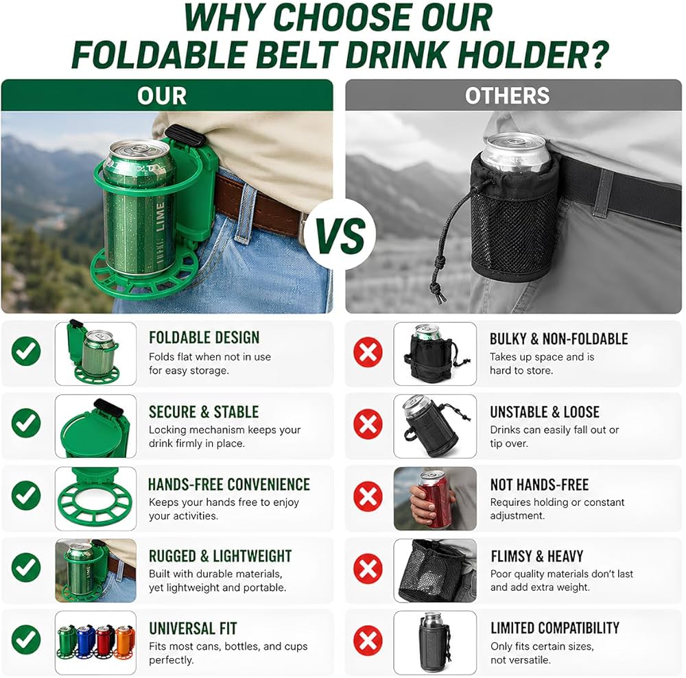 FOLDABLE BELT DRINK HOLDER