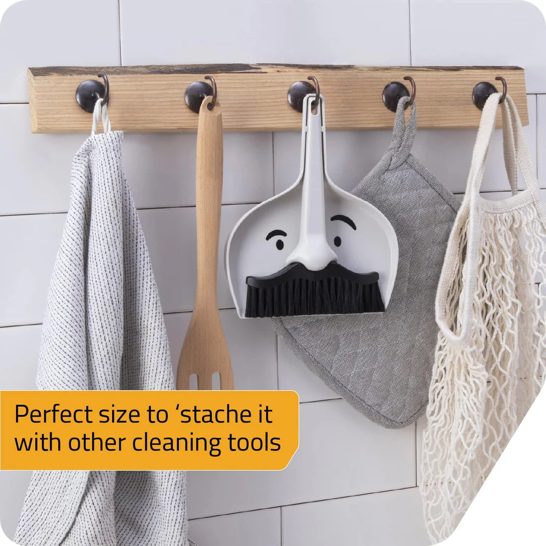 Moustache Dustpan and Brush Set