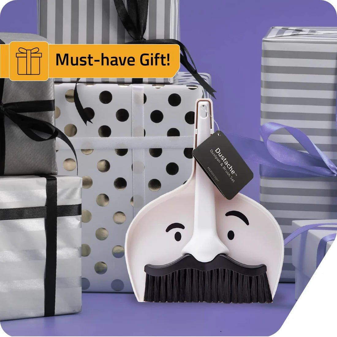 Moustache Dustpan and Brush Set