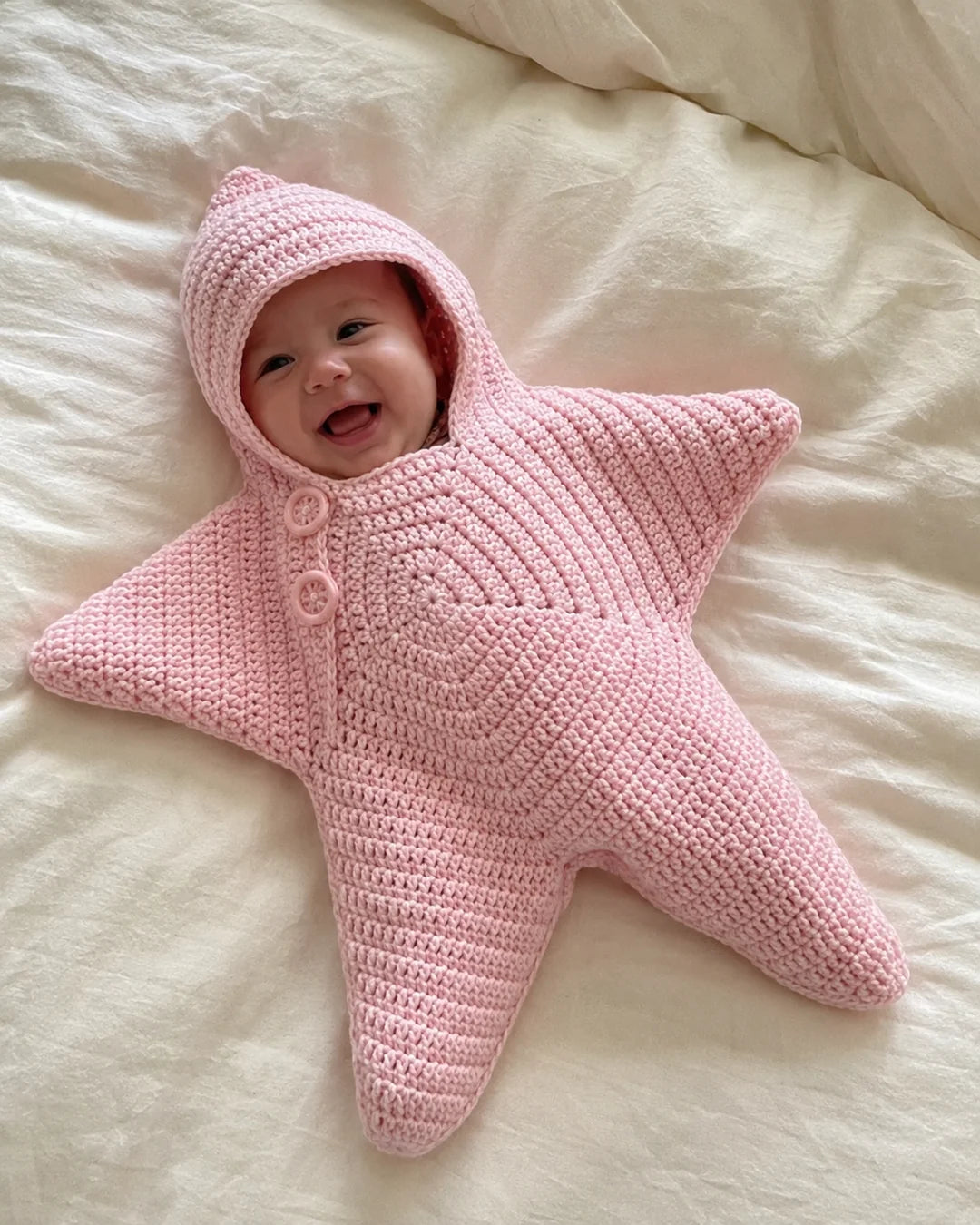 Star Hooded Baby Knit Wrap
