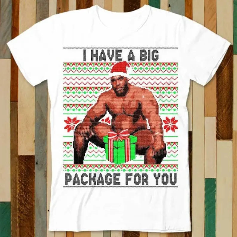 Barry Sitting On A Bed Big Package Ugly Christmas Xmas T Shirt Trendslana