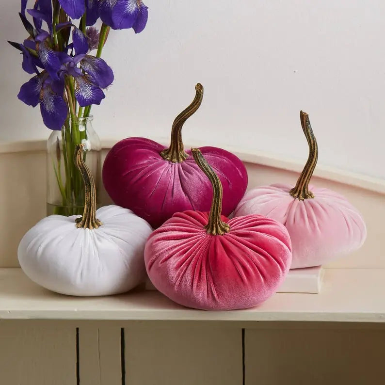 SMALL Pink Velvet Pumpkins Set of 4 Trendslana