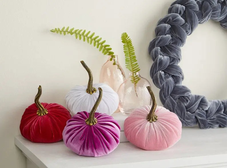 SMALL Pink Velvet Pumpkins Set of 4 Trendslana