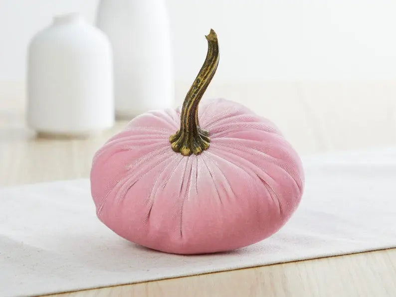 SMALL Pink Velvet Pumpkins Set of 4 Trendslana