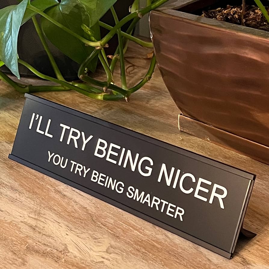 I'll Try Being Nicer-Funny Desk Sign